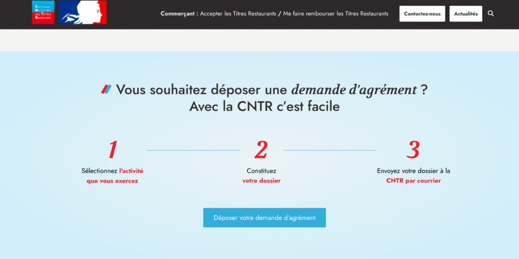 Formulaire de demande d’agrément CNTR titres-restaurant