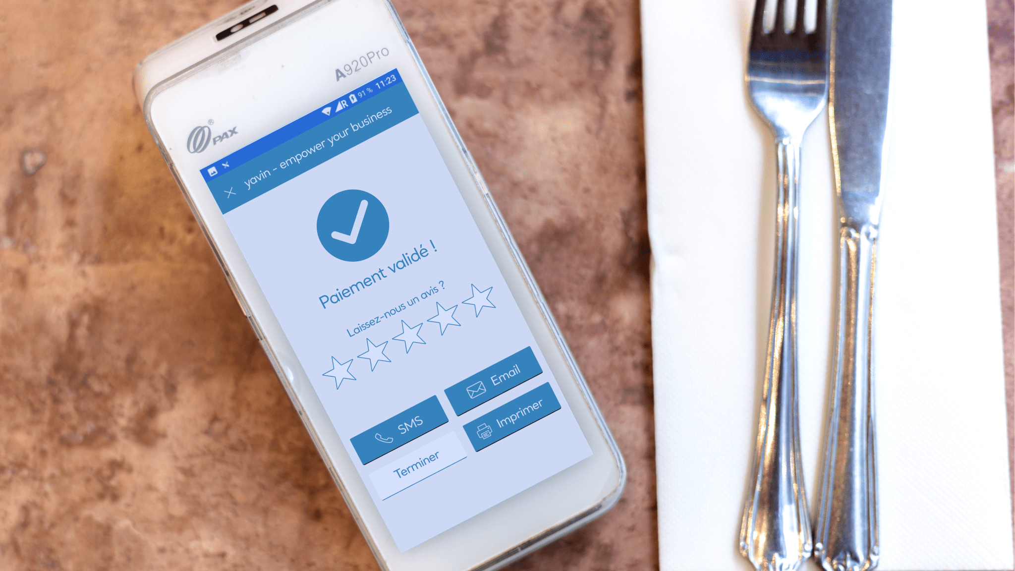 Validation du paiement sur le PAX A920 Pro