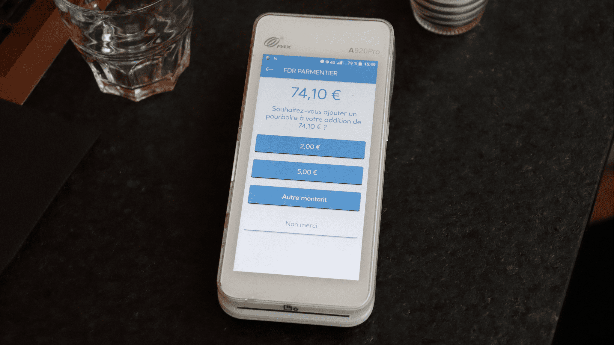 Proposition des pourboires sur le PAX A920 Pro